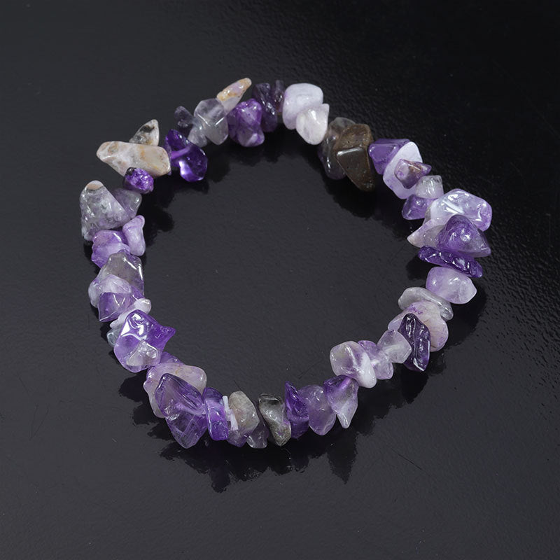 Wholesale Natural colorful gravel hand-woven elastic boho bracelet