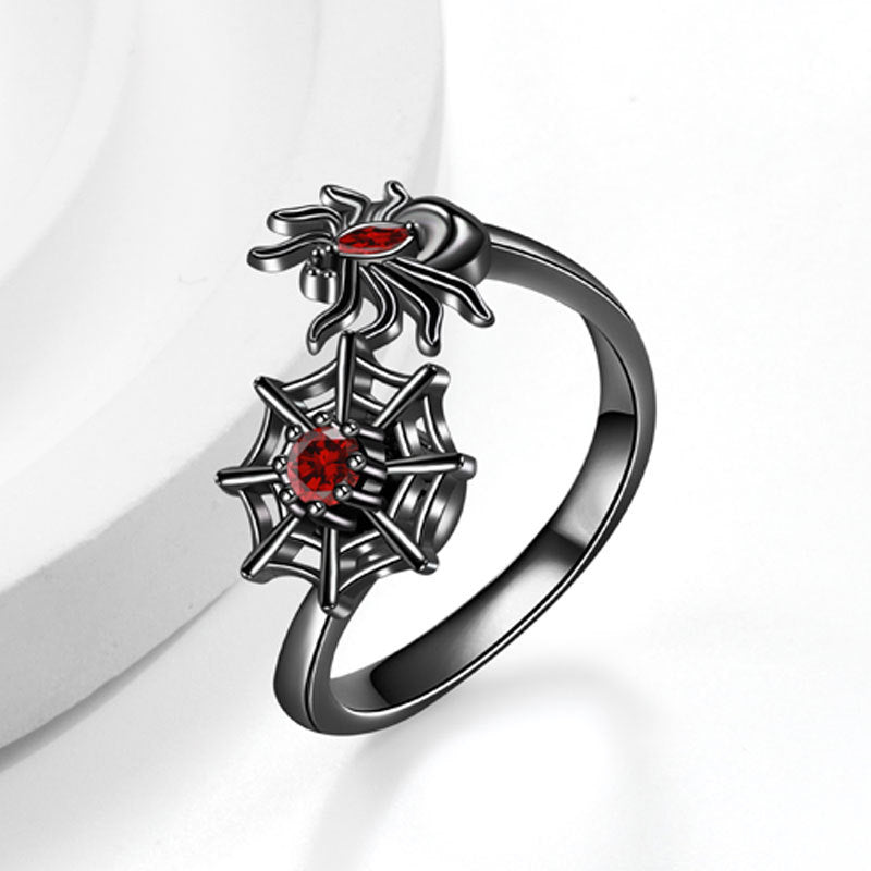 Wholesale  Web Rotating Zircon Ring for Women - Adjustable Open Ring,  Copper Electroplated,  Fashion Jewelry Accessory