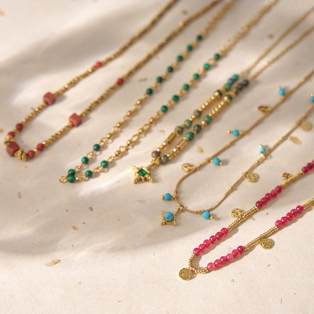 Wholesale  beaded handmade chain diy stainless steel necklace