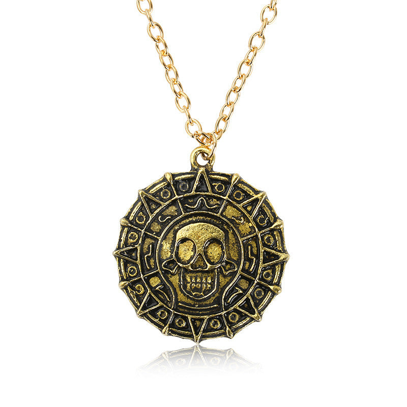 Wholesale Men' s Skull Pendant Necklace Vintage Gothic Alloy Electroplated Casual Fashion Accessory