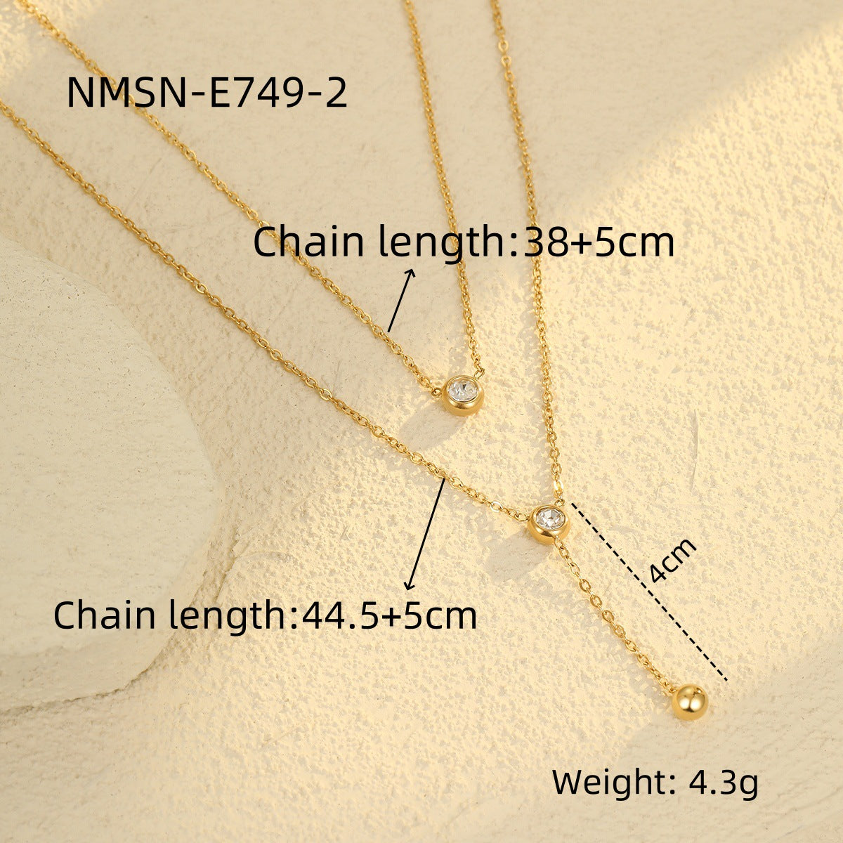 Wholesale  Double-Layer Tassel Necklace Stainless Steel Necklace