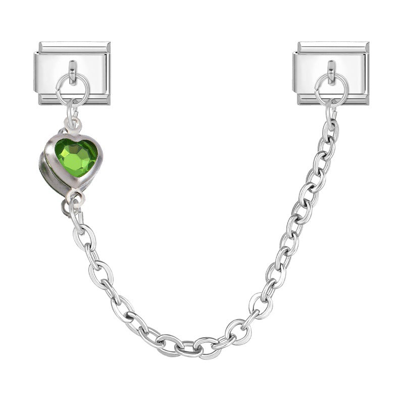 Wholesale Hearts and Love Italian Charms DIY square double-pendant Creative Stainless Steel Composable Bracelet