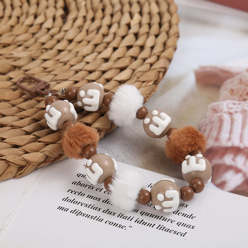 Wholesale creative letter beaded keychain