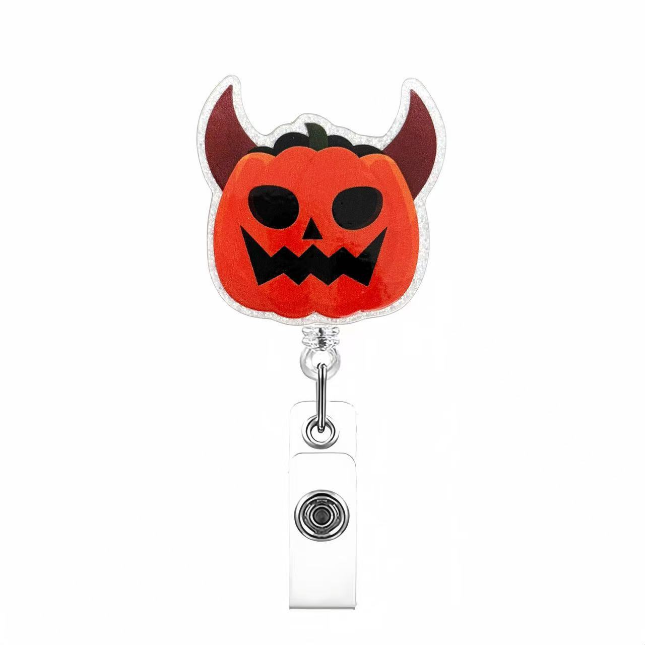 Wholesale Acrylic Retractable Badge Reel Lanyard  Pumpkin Design Nurse ID Card Holder Fashion Accessory Boutique Resale