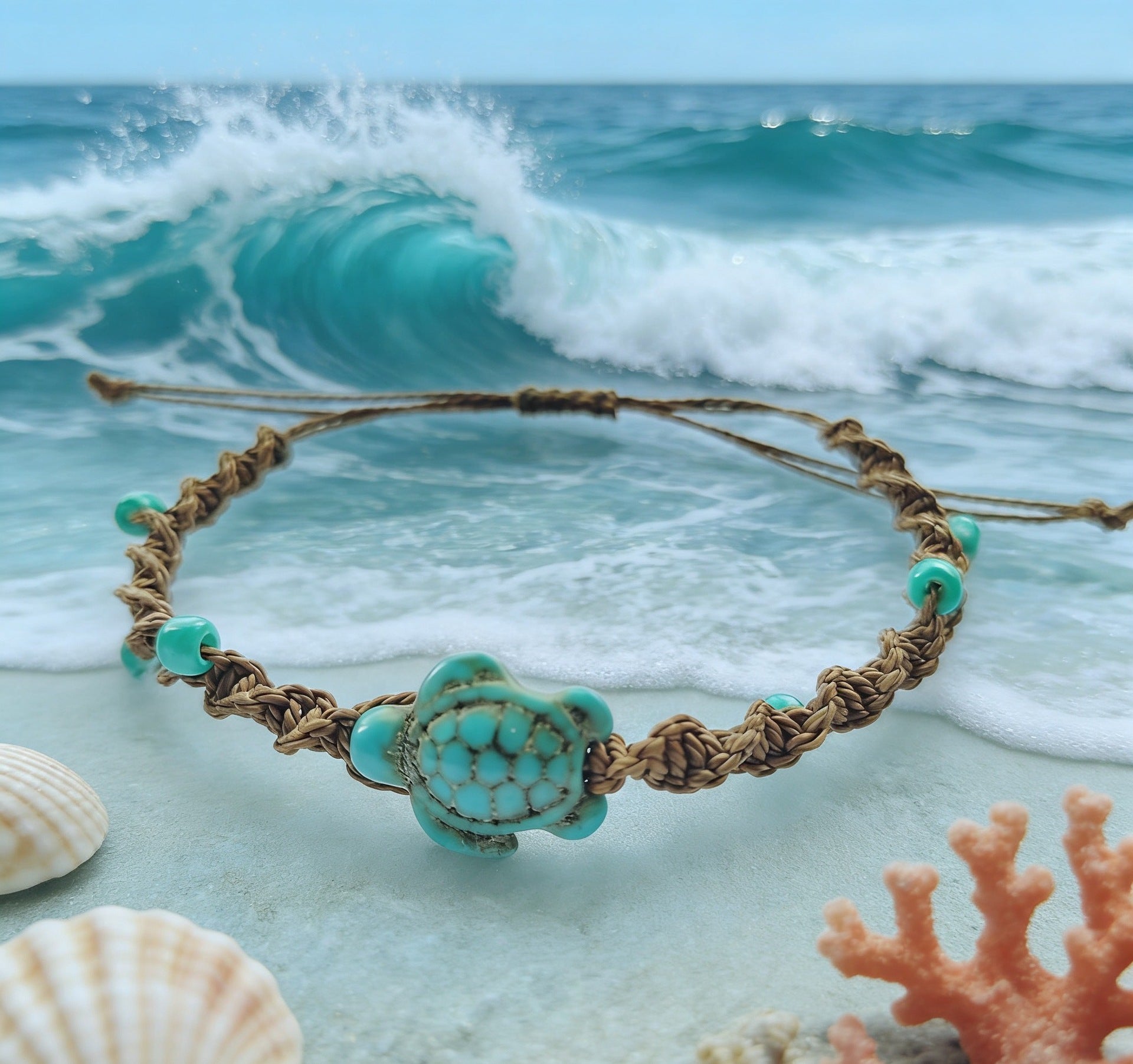 Wholesale Handmade Beach Vacation Style Turtle Cord Bracelet Adjustable Unisex Couple Jewelry Fashion Accessory
