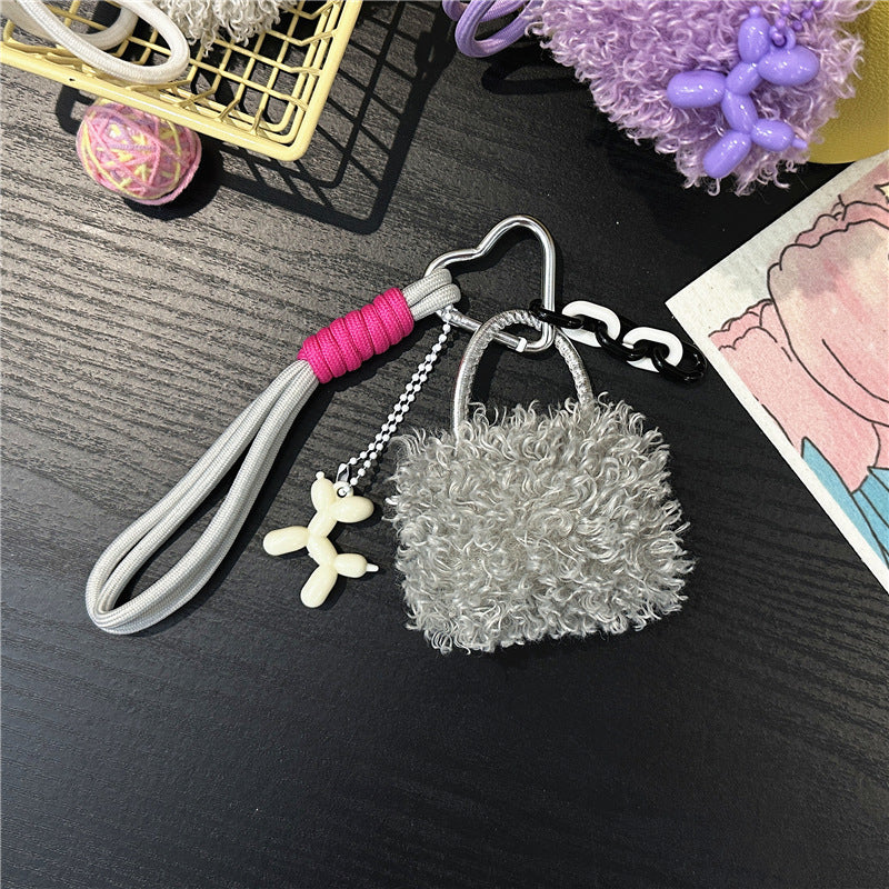 Wholesale Plush small bag lanyard keychain