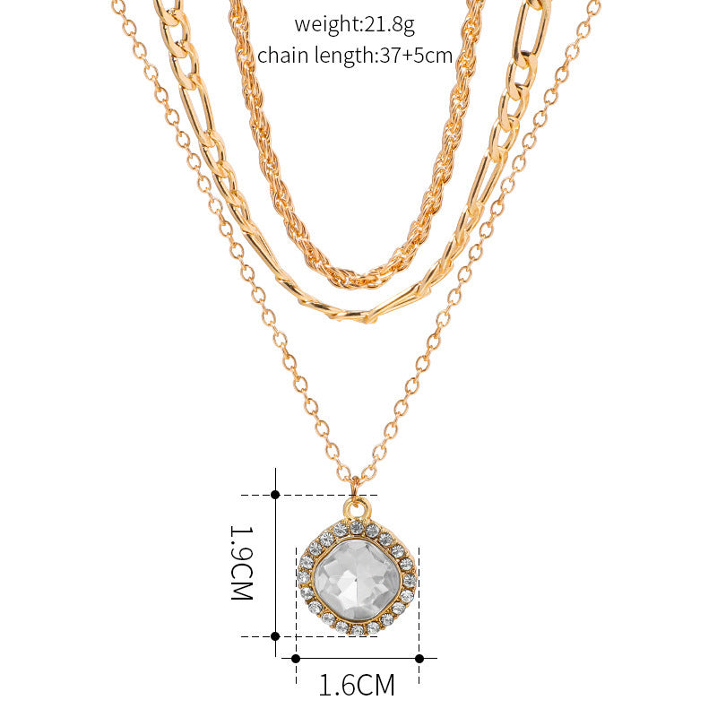Wholesale Trendy Gold Multi-Layer Pendant Necklace,  Alloy Twist Chain Women' s Jewelry Accessory,  Boutique Resale Gift