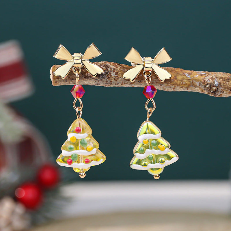 Wholesale Christmas  Tree Bow Drop Earrings