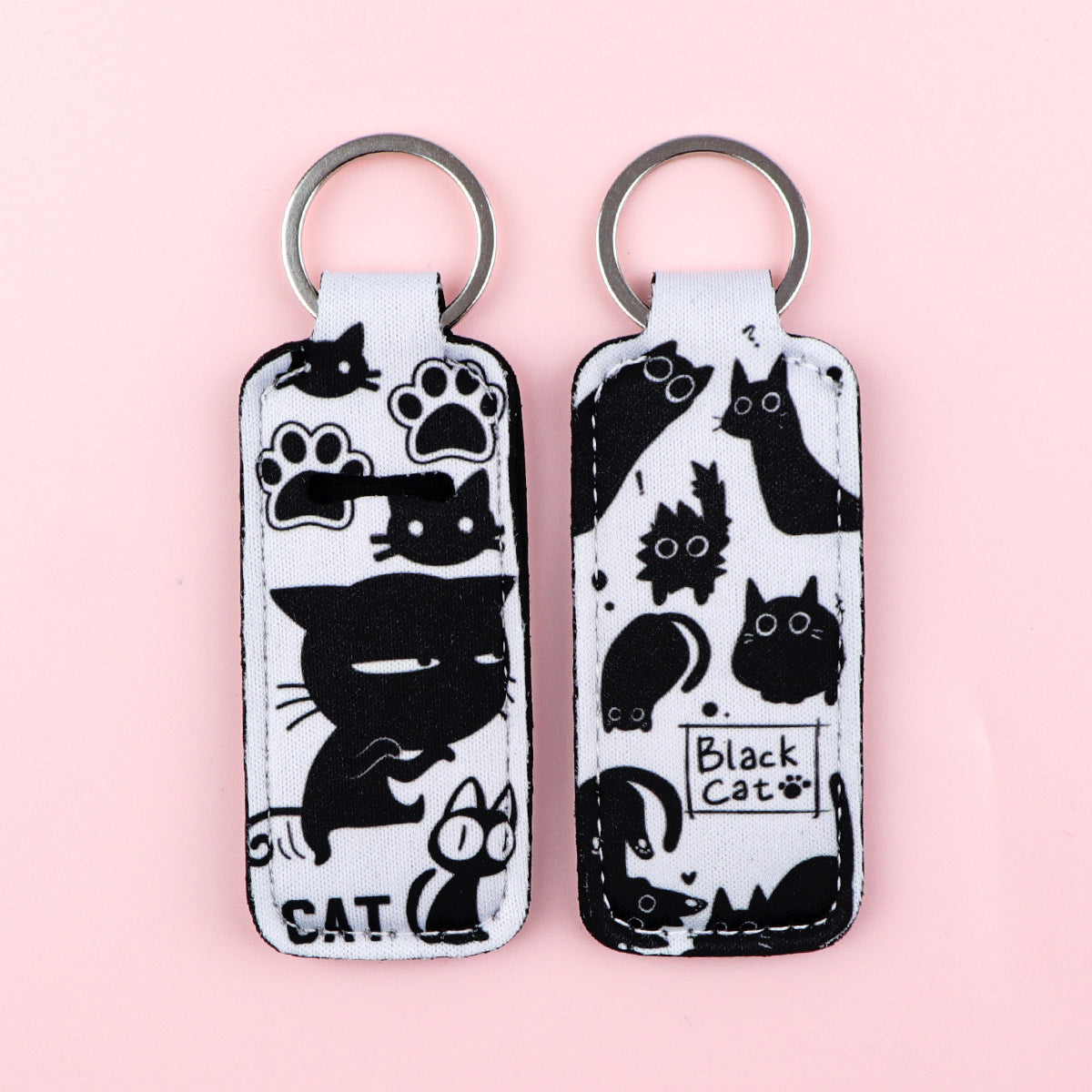 Wholesale 6pcs Cartoon Cat Lipstick Case Keychain