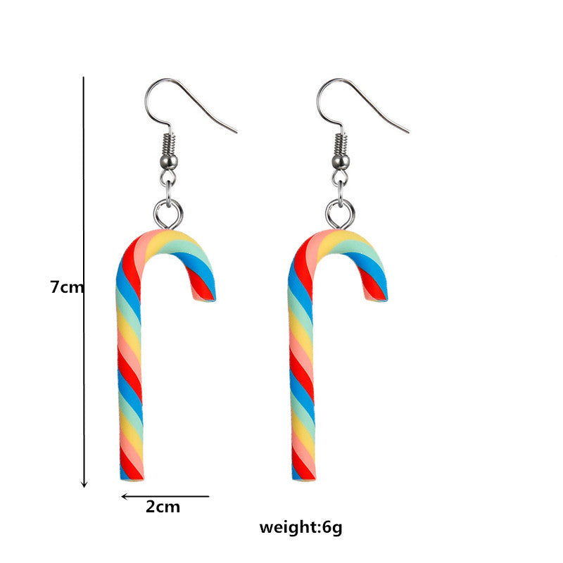 Wholesale Christmas Earrings Creative Childlike  Rainbow Cane Long Personalized Earrings for Women