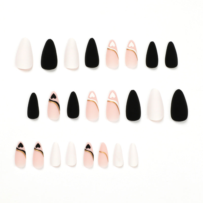 Wholesale 24 Pieces/box Black and White Love Nails Kits Nail Stickers ACC-NS-LeFan196