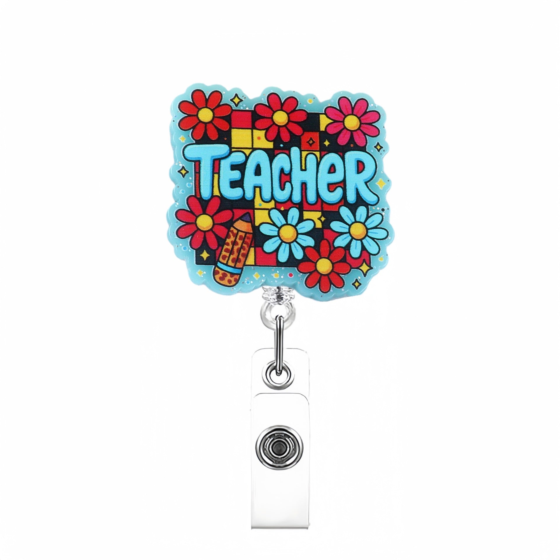 Wholesale Stylish Glitter Retractable Badge Reel - Plastic Telescopic ID Card Holder for School,  Party Favor