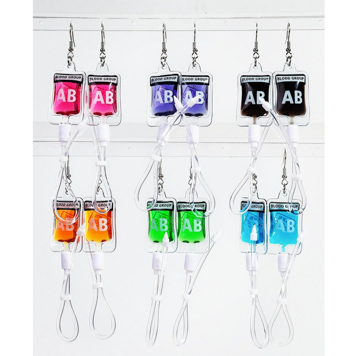 Wholesale creative plasma blood bag earrings