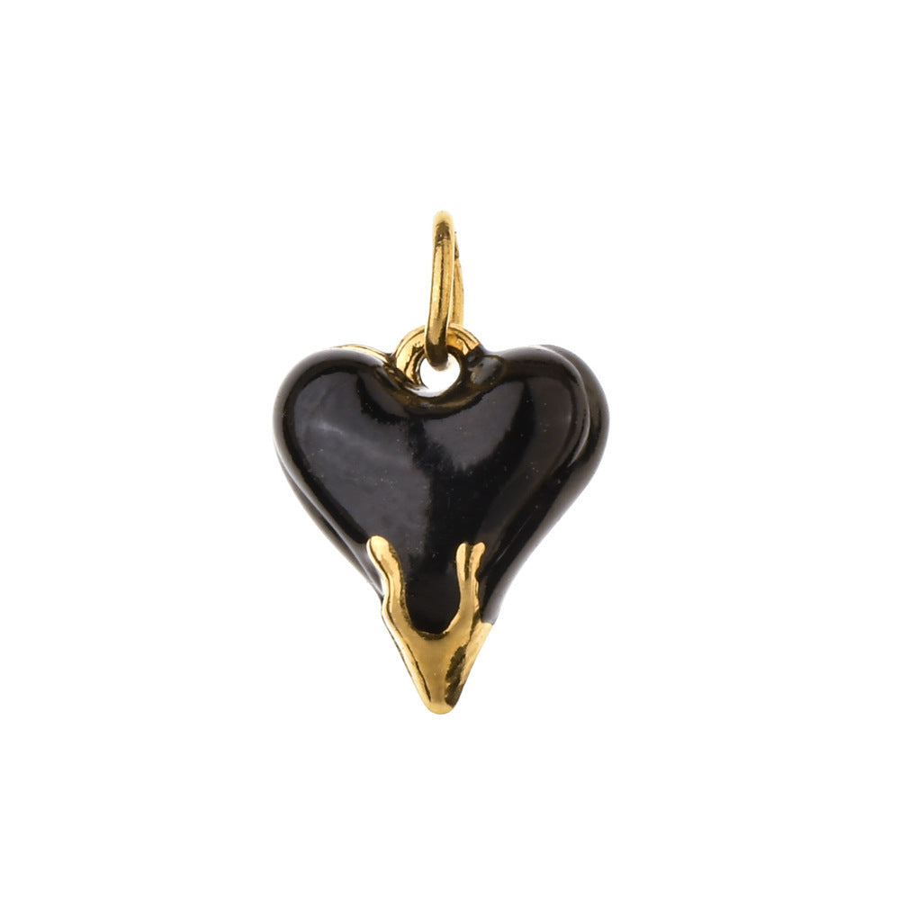Wholesale Retro Style Heart Series Oil Dripping Colorful Stainless Steel  Charms