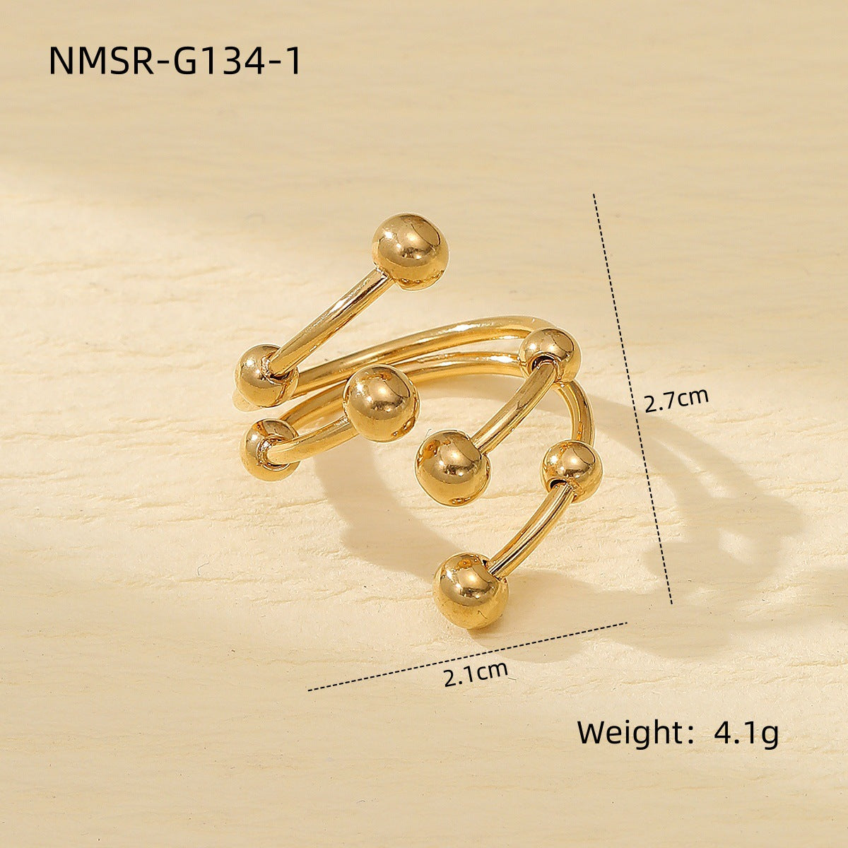 Wholesale  Metal Geometric Ball Stainless Steel  Ring