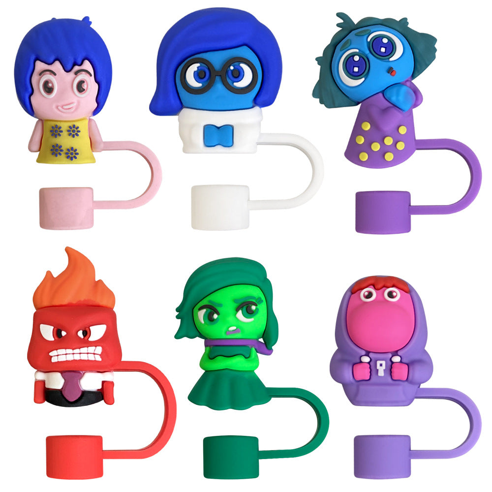 Wholesale 6pcs/set Cute Cartoon Straw Cover 10mm Straw Tube Cap ACCVIP-SCR-WX013