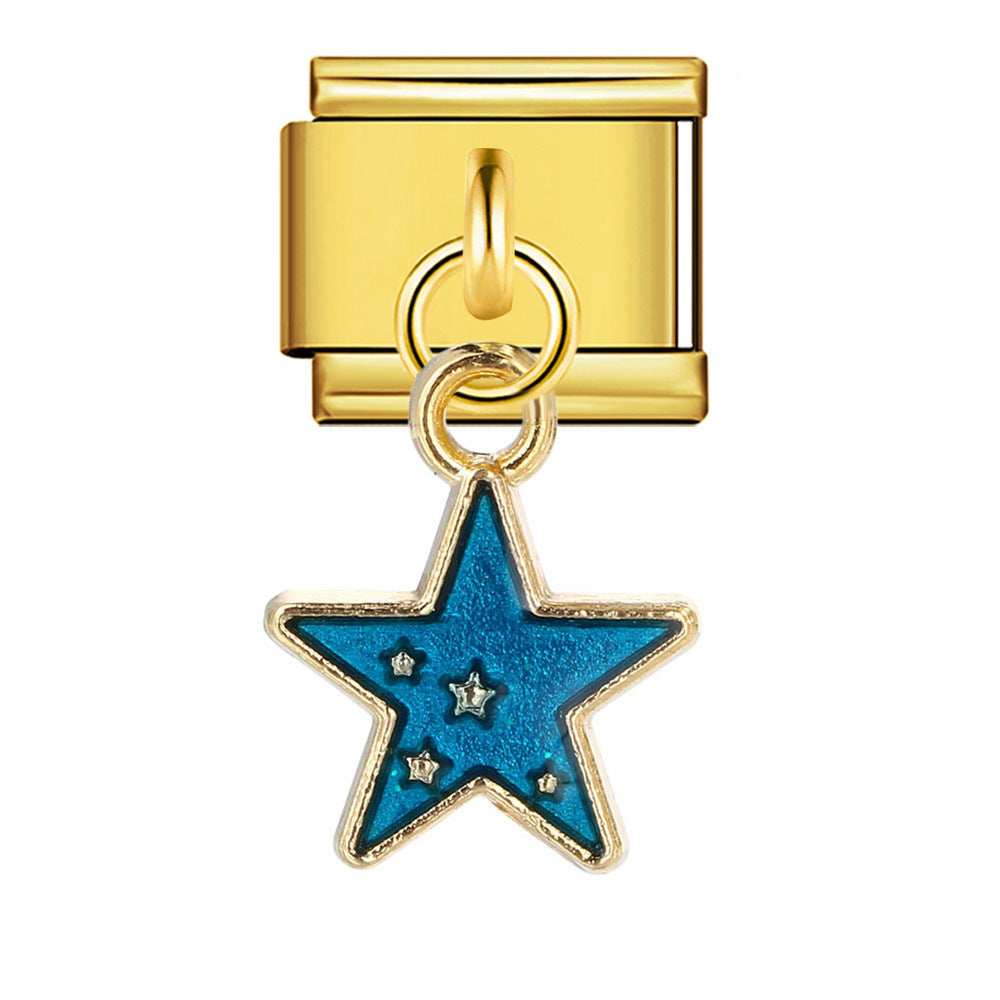 Wholesale  Italian Charm Bracelet 9mm DIY Star and Moon series  Creative Stainless Steel Composable Bracelet