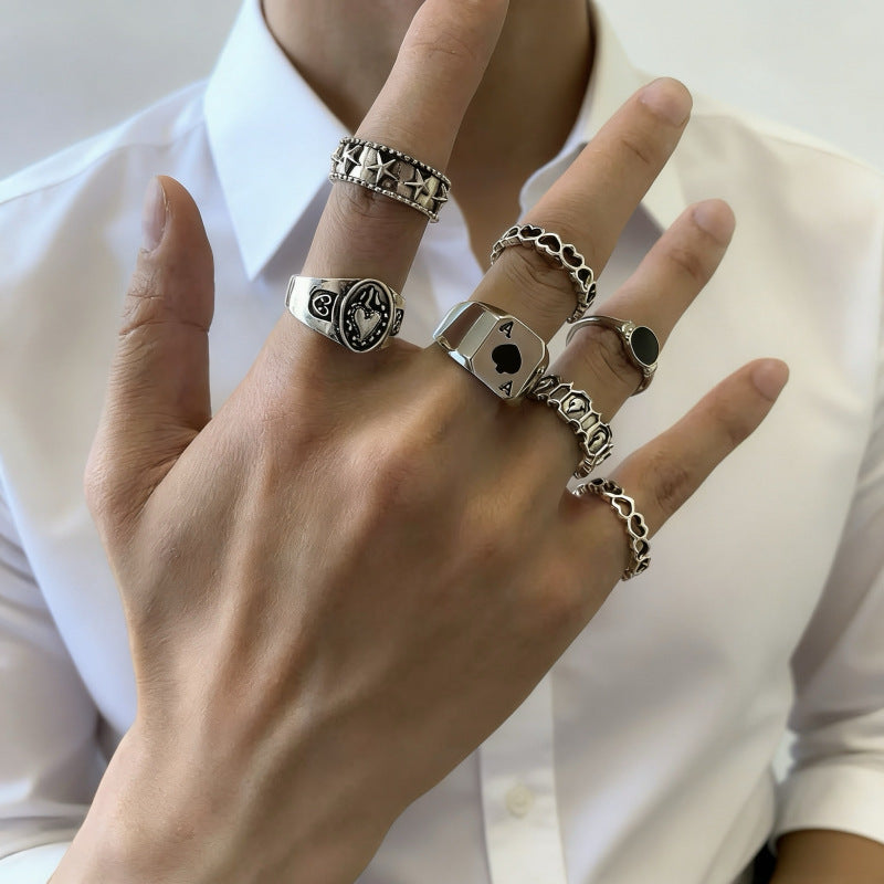 Wholesale Vintage Punk Skeleton  Ring Set 24 Piece Ancient Silver Zinc Alloy Jewelry Accessory