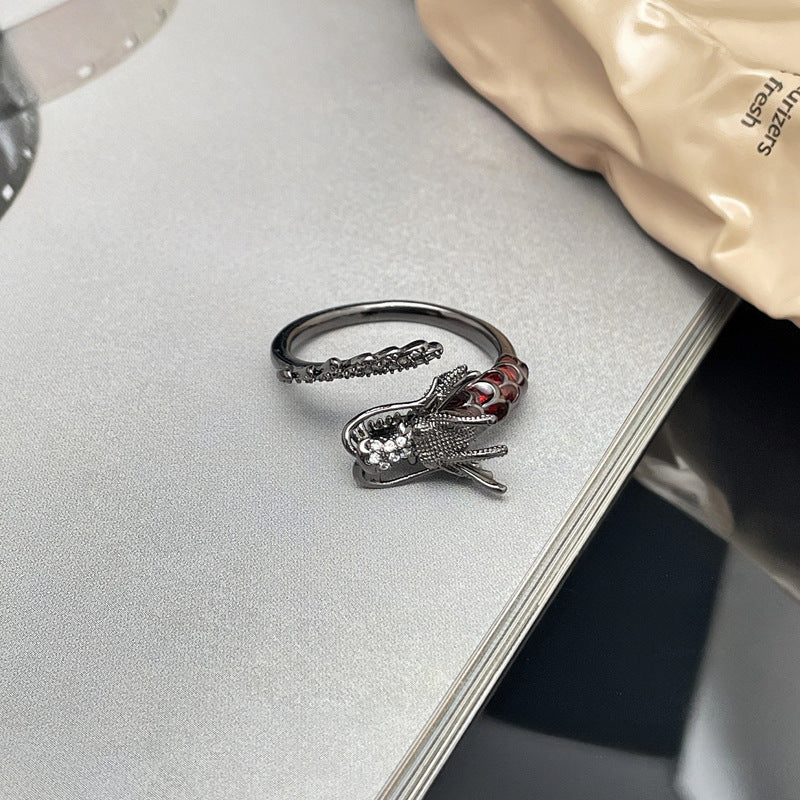 Wholesale Personality Red Diamond Opening Ring