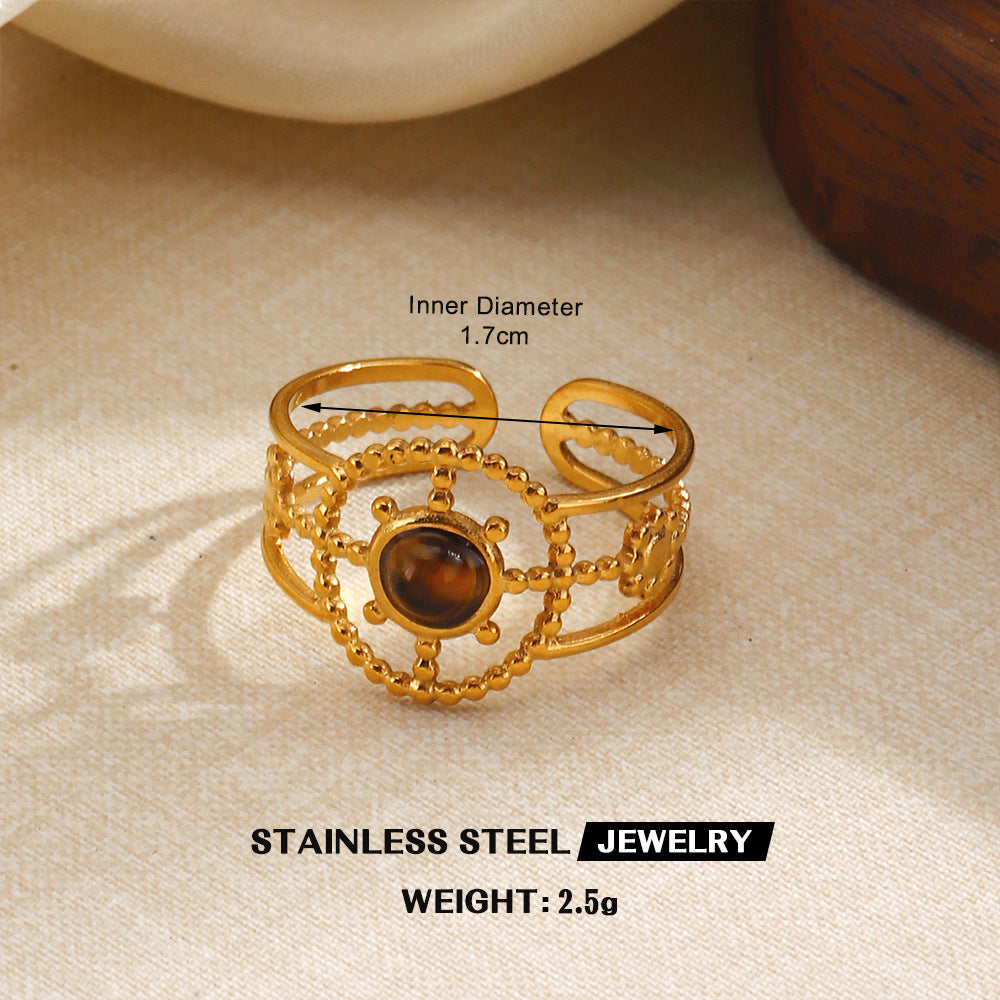 Wholesale Premium Vintage Style Tiger' s Eye Stainless Steel Ring