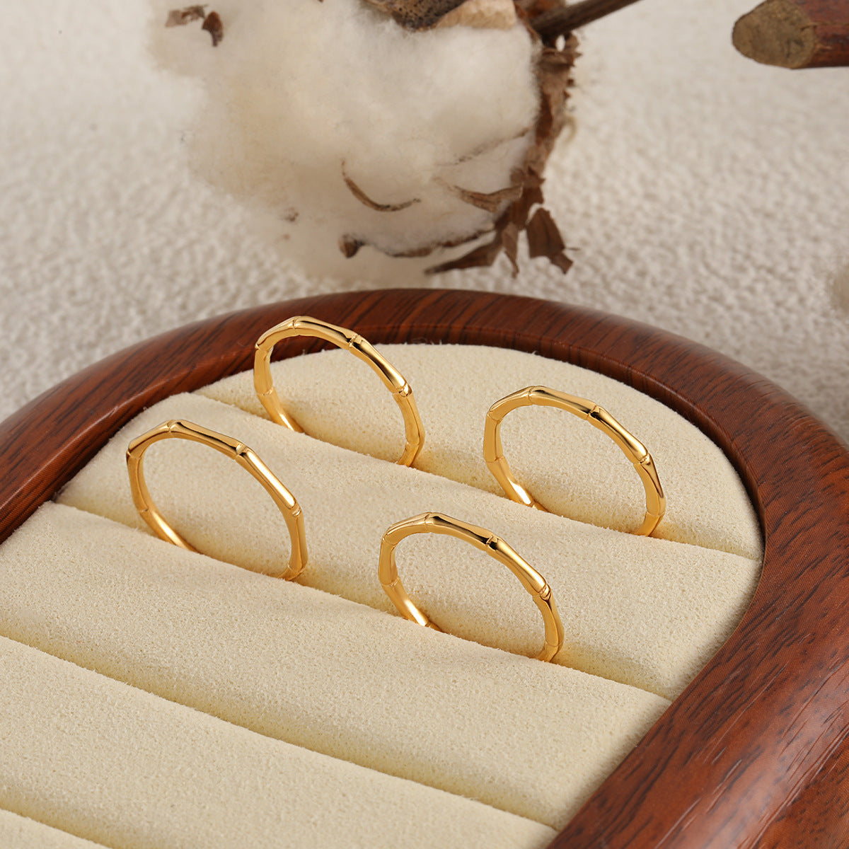 Wholesale  bamboo titanium steel non-fading stacked ring