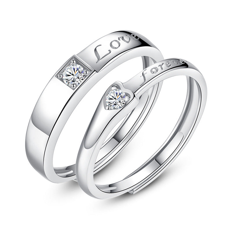 Wholesale Valentine's Day 925 Sterling Silver Pair of Love Pledge Opening Ring