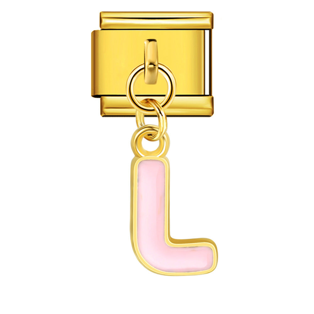 Wholesale Italian Charm Bracelet 9mm DIY Splicing Letter Series Stainless Steel Composable Bracelet