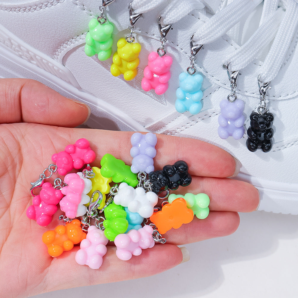 Wholesale 10pcs/pack Candy Color Bear Pendant DIY Universal Buckle Pendant Necklace Bracelet Keychain Shoe Bag Accessories Pendant Accessories