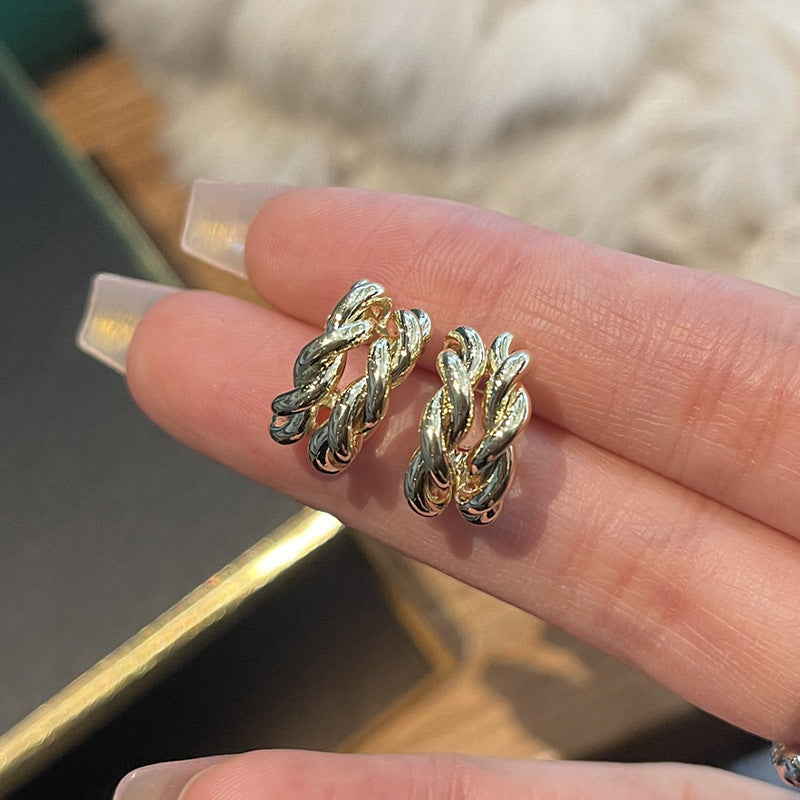 Wholesale  Knitted Twist Interlaced C Ring Earrings