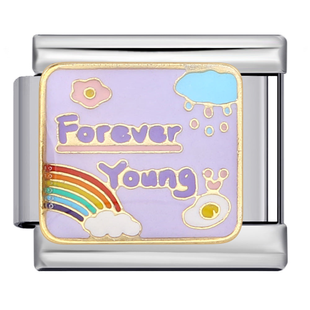 Wholesale 5pcs Italian Charm Bracelet 9mm DIY Splicing Personalized English Series Stainless Steel Composable Bracelet