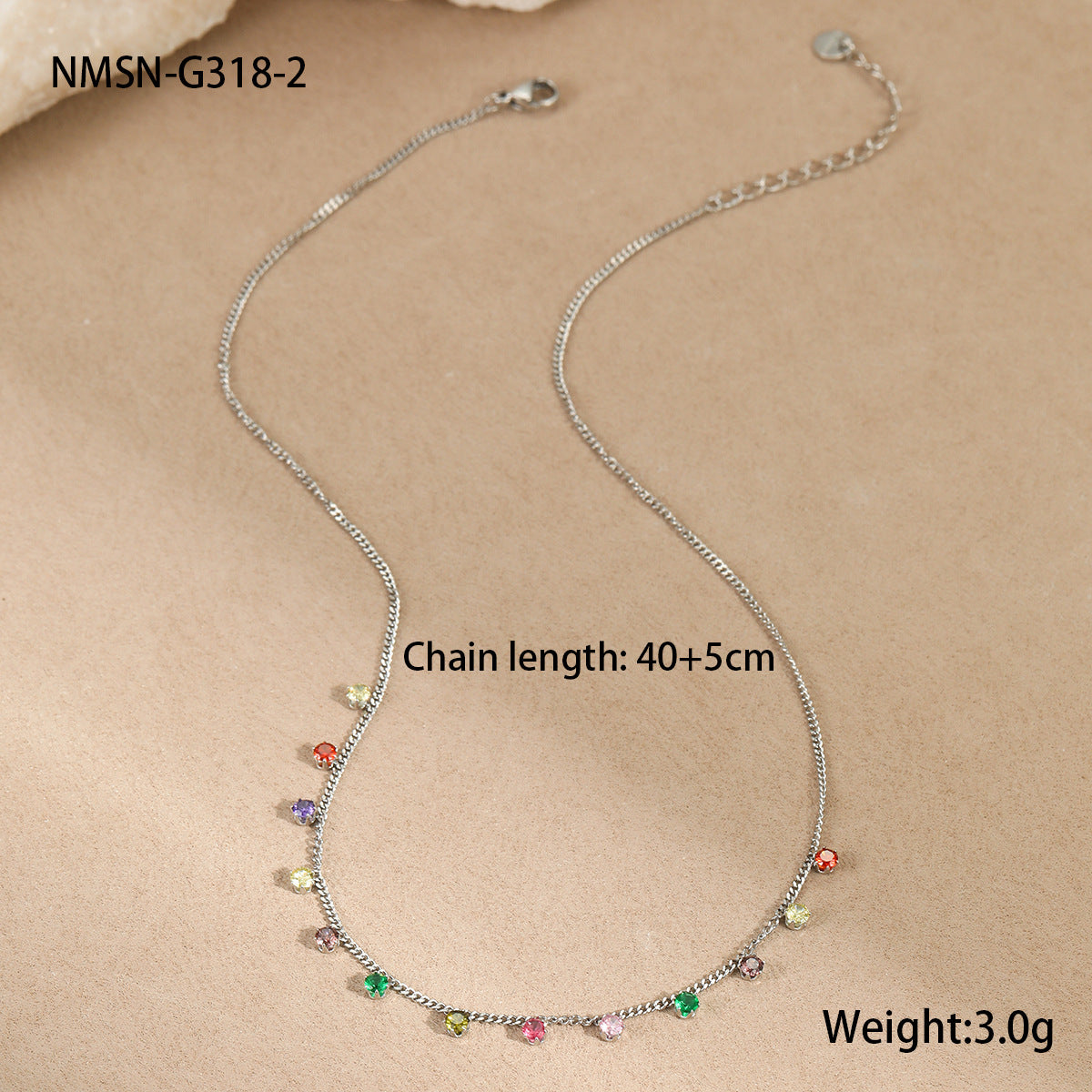 Großhandel Farbe Zirkon Serie Edelstahl Halskette Armband