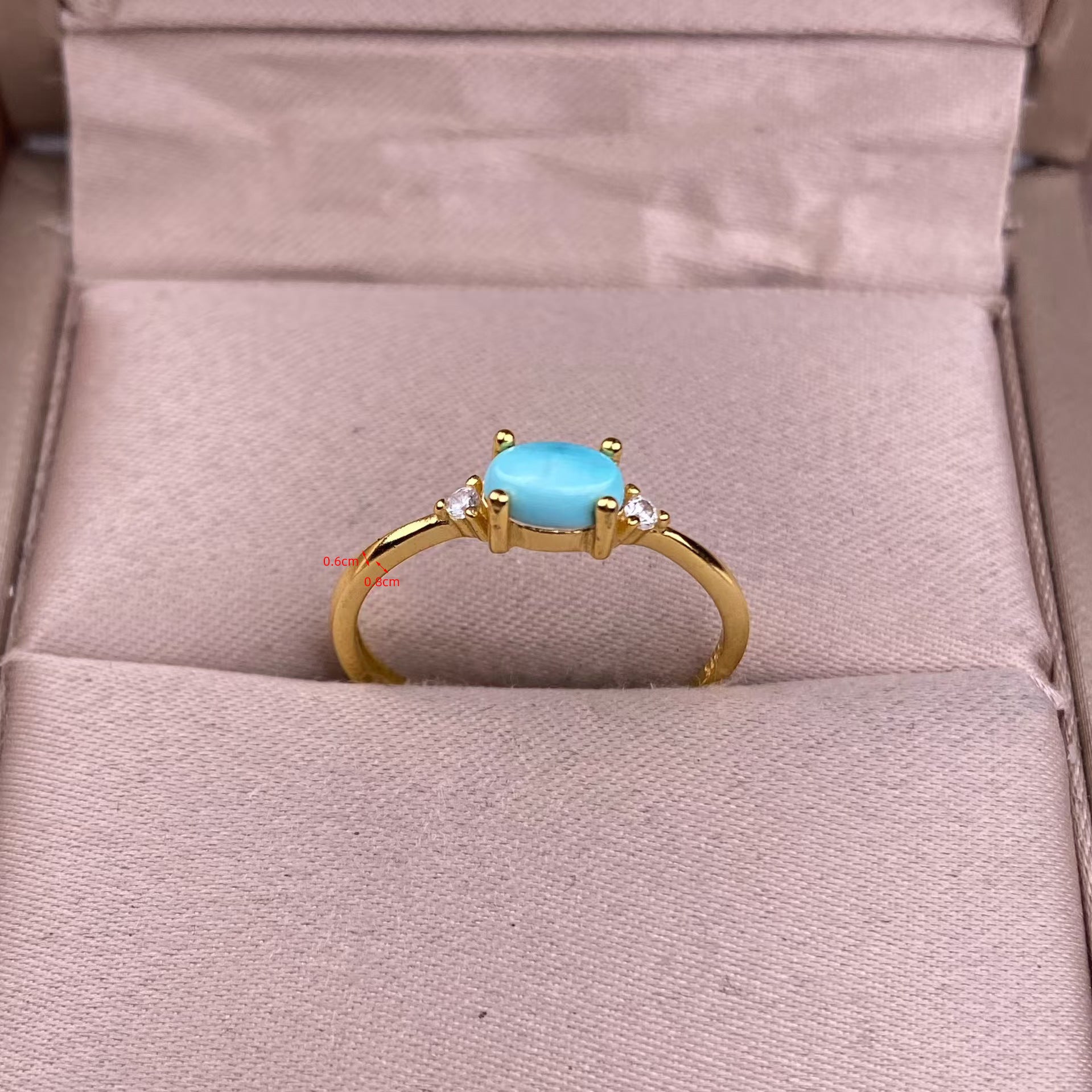 Wholesale Light Luxury  Minimalist Zircon and Blue Turquoise Ring