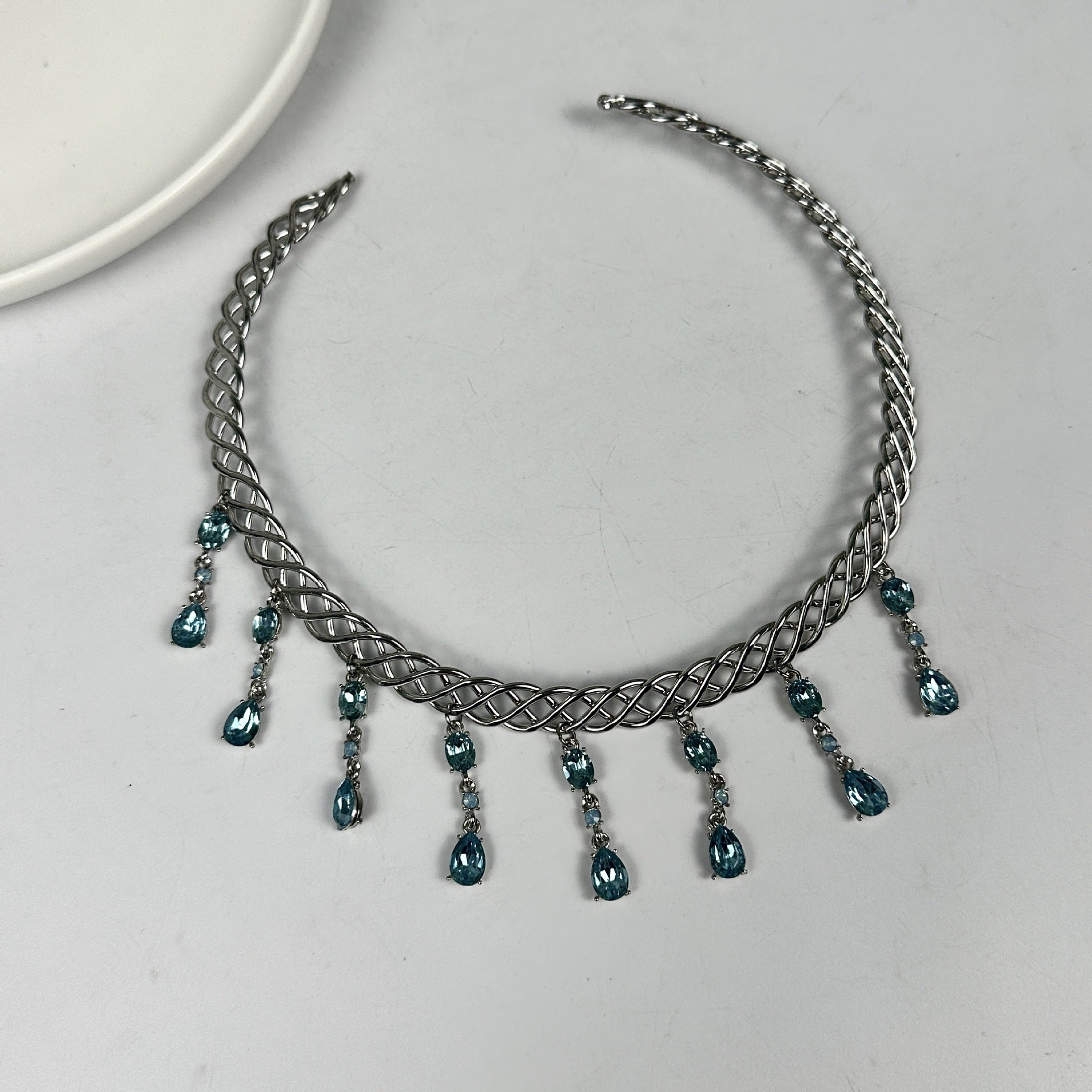 Wholesale Blue Water Drop Zircon Collar Female Necklaces