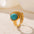 Wholesale Stainless Steel 18K Gold Open Turquoise Ring