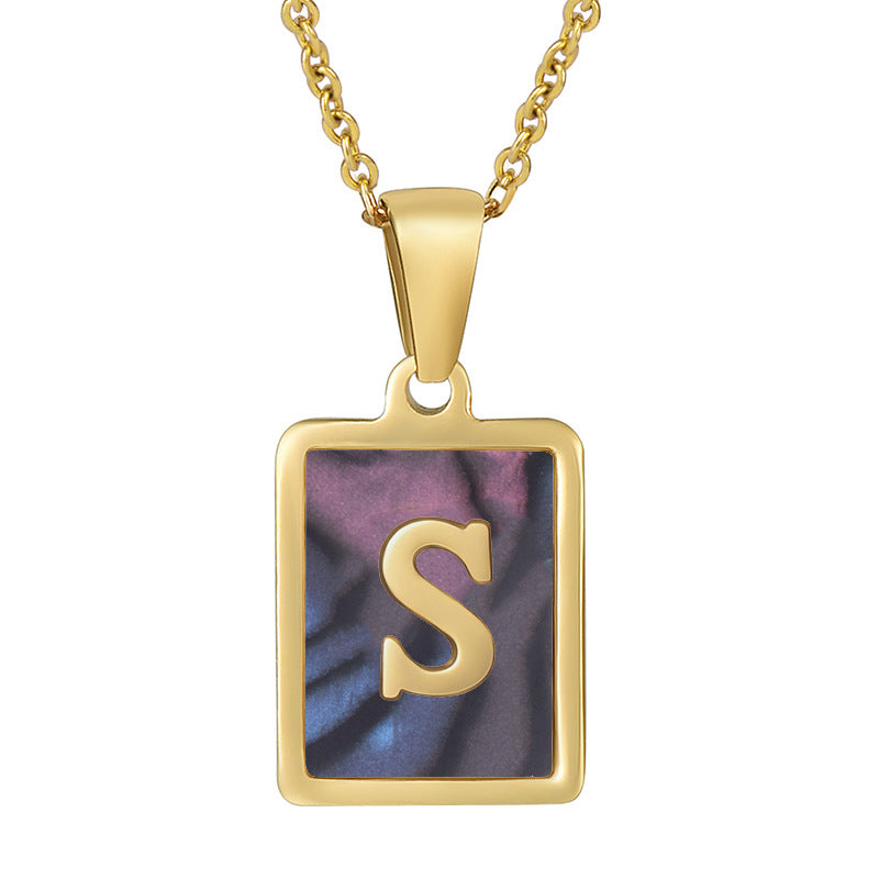 Wholesale  stainless steel three-dimensional shell letter necklace