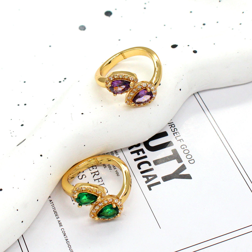 Wholesale Stainless Steel Purple Geometric Ring Electroplated Jewelry Accessory for Resale