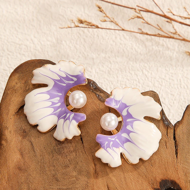 Wholesale  color oil drop flower earrings