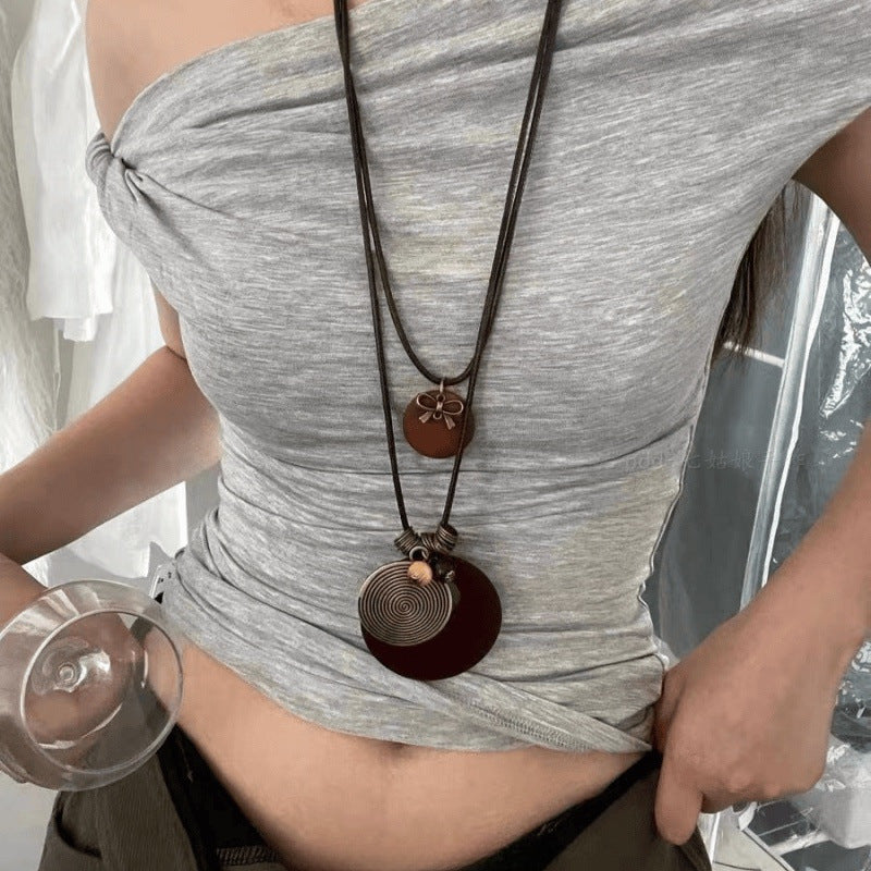 Wholesale Vintage distressed bow metal necklace