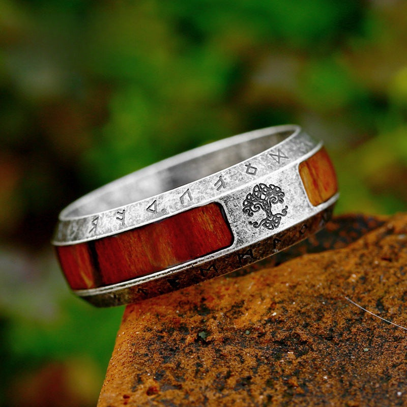 Wholesale Distressed Titanium Steel Tree of Life Ring