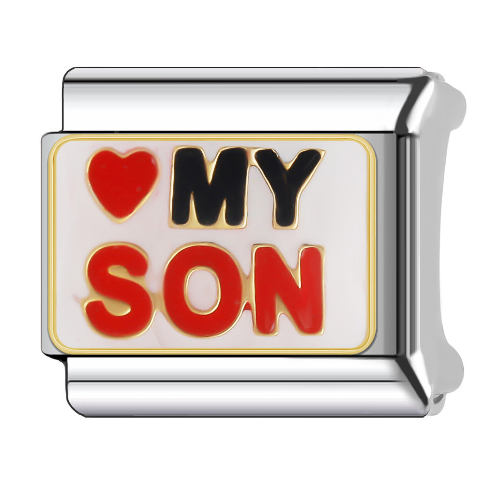 Wholesale Italian Charm Bracelet 9mm DIY Splicing English Series Stainless Steel Composable Bracelet