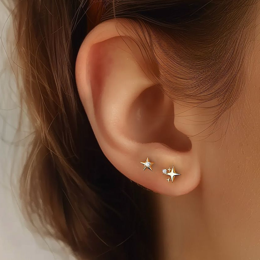 Wholesale S925 sterling silver diamond unique star earrings