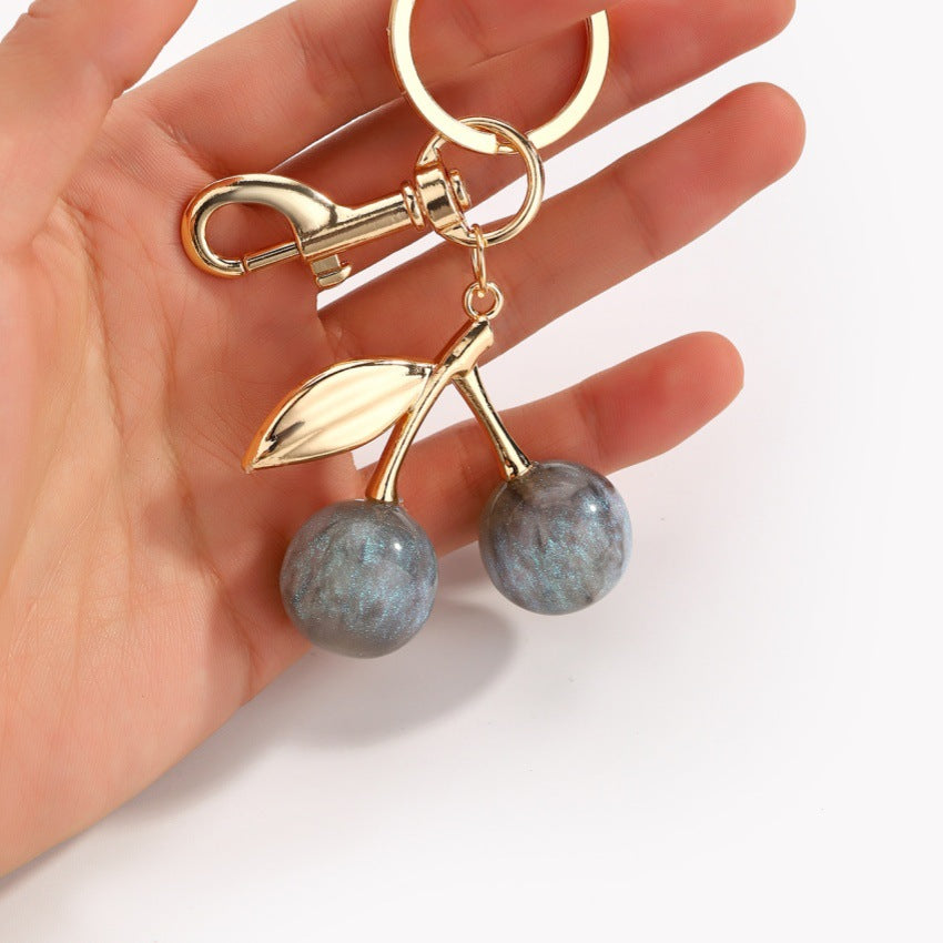 Wholesale Cute Star Glitter Cherry Pendant Resin Fruit Keychains