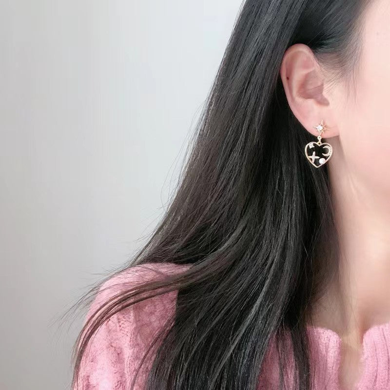 Wholesale S925 Silver Needle Pearl Earrings Star Moon Heart Earrings ACC-ES-JiuW005