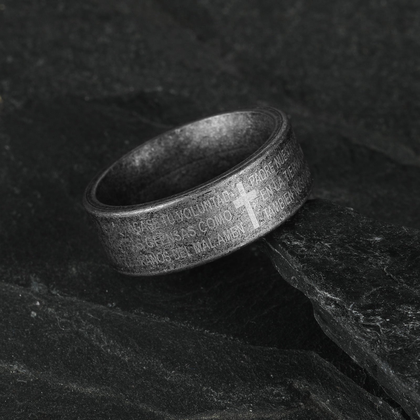 Wholesale  English letters vintage style old silver titanium steel ring