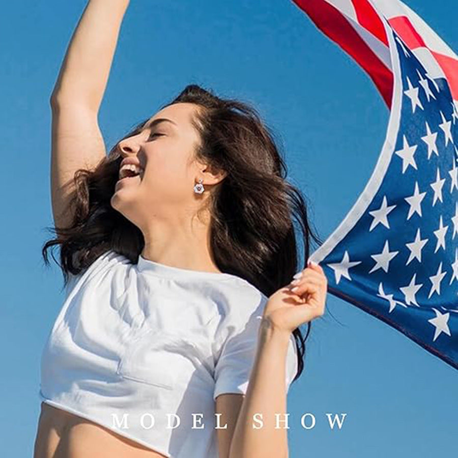 Wholesale Earrings Red White Blue Color Collarbone Chain Diamond Flower Necklace