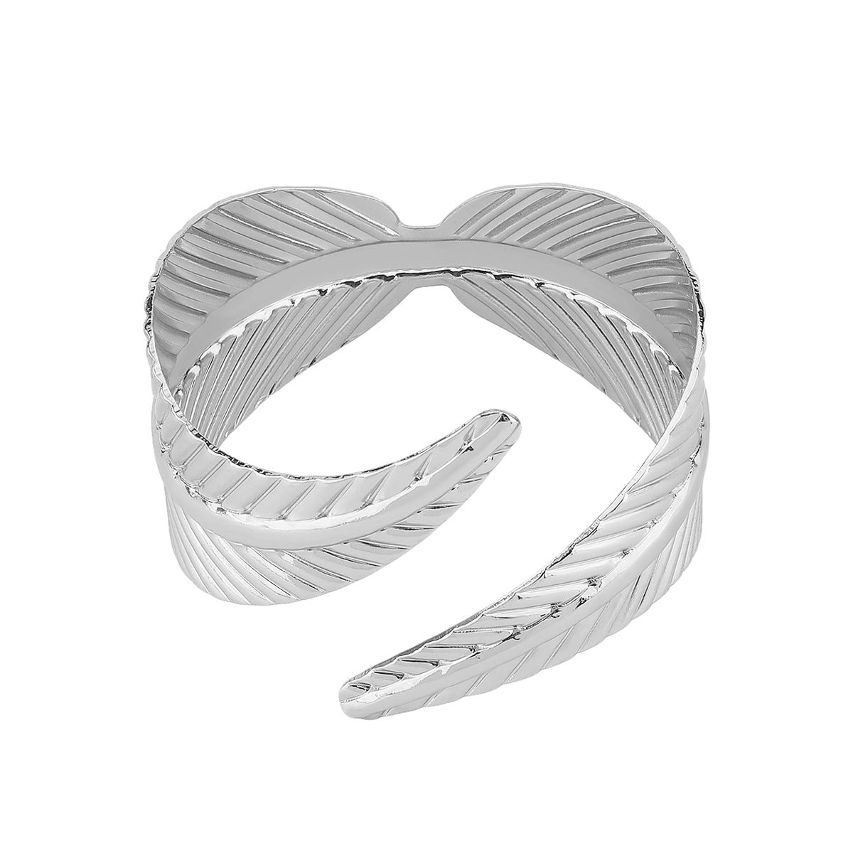 Wholesale Geometric Leaf Cross Opening Bracelet Ring Retro Matchinging Bracelet