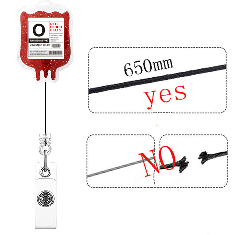 Wholesale  Blood Bag Retractable Badge Reel Acrylic Alligator Clip for Nurse Doctor Student