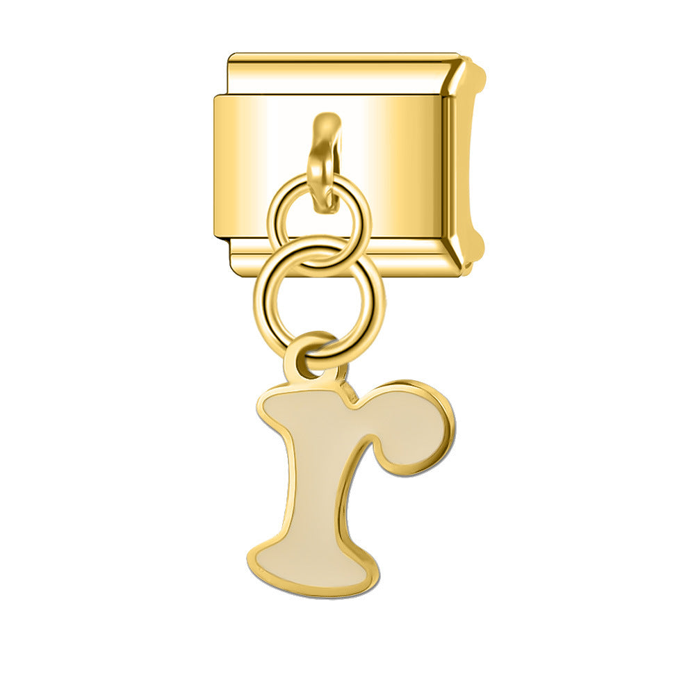 Wholesale Italian Charm Bracelet 9mm DIY Splicing Gold Letter Pendant Stainless Steel Composable Bracelet