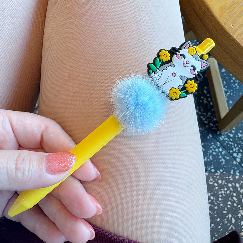 Wholesale Color fur ball press gel pen