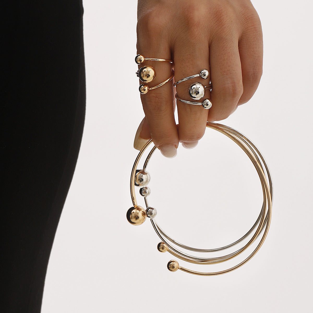 Anello per braccio a sfera grande e piccolo con design a doppio strato all'ingrosso Mano regolabile semplice